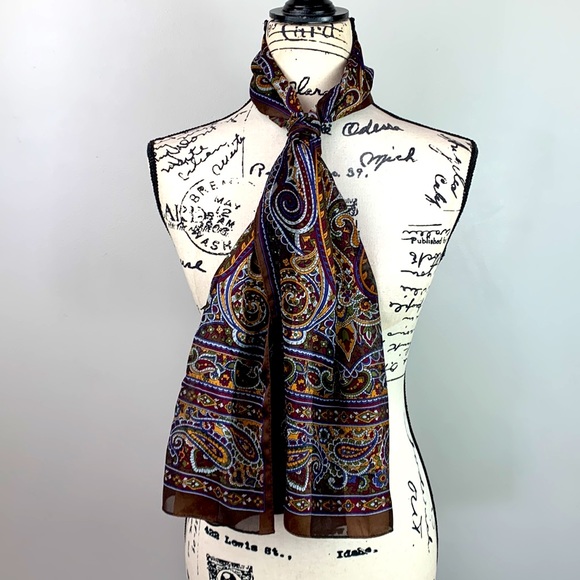 Paisley Print Rolled Edge Scarf - Picture 2 of 7